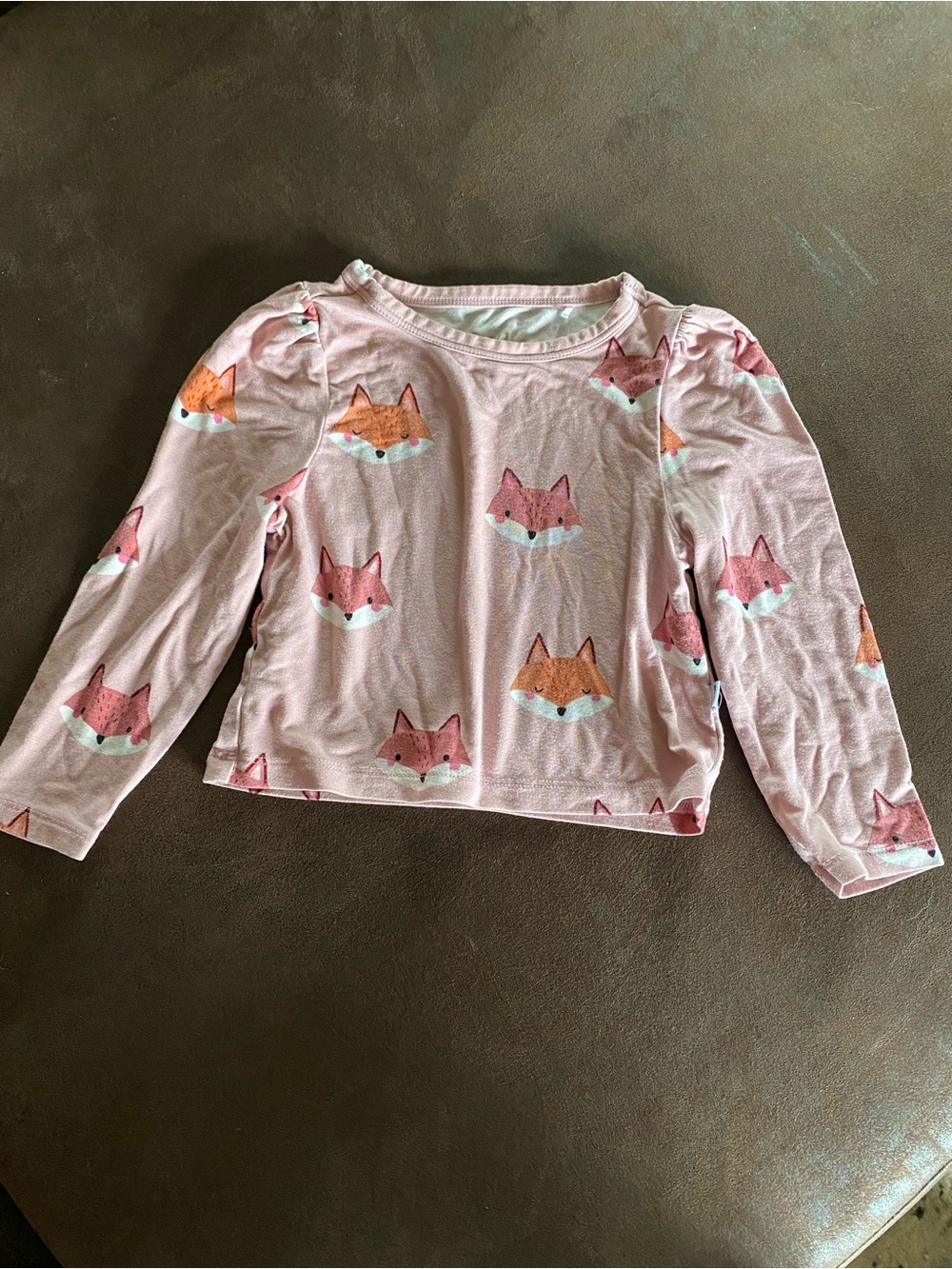 Little Sleepies Pink Fox Face Long Sleeve Tee